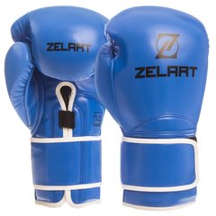 Перчатки для бокса синие ZELART на липучке PU BO-1391, 14 унций