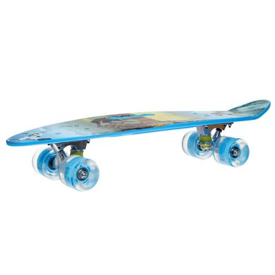 Скейтборд круизер пластиковый 60x17см с отверстием и светящимися колесами SK-885-5, Голубой