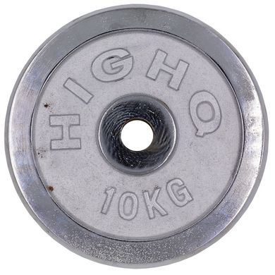 Блины для штанги (диски) 10 кг хромированные d-30мм HIGHQ SPORT ТА-1454