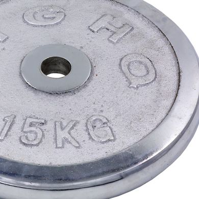 Блин для штанги (диск) 15 кг хромированный d-30мм HIGHQ SPORT ТА-1455