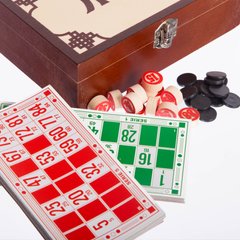 Лото настольная игра в деревянной коробке коричневый W9902
