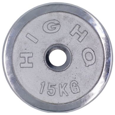Блин 15 кг для штанги (диск) хромированный d-52мм HIGHQ SPORT ТА-1457