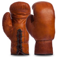 Перчатки боксерские кожаные на шнуровке VINTAGE F-0243 коричневые, 12 унций