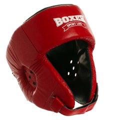 Шлем для бокса открытый красный кожаный BOXER 2027