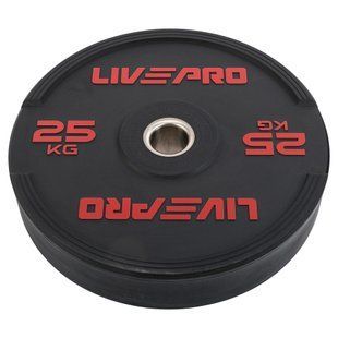 Бамперные диски резиновые Bumper Plates LiveUp LP8331-25 &oslash;50.5мм 25кг черный