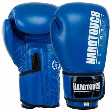 Рукавиці боксерські на липучці шкіряні HARD TOUCH BO-7714 розмір 14 унції колір синій