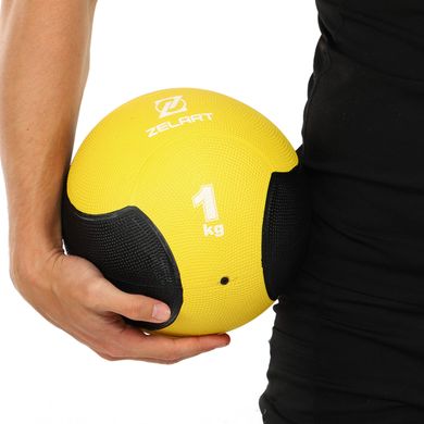 Медбол мяч медицинский Medicine Ball Zelart FI-5121-1 1кг желтый-черный