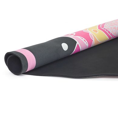 Круглый коврик для йоги с чехлом замшевый каучуковый двухслойный 3мм Record FI-6218-1-C, Розовый