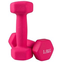 Гантели неопреновые для фитнеса цельные литые виниловые 2 шт по 1,5 кг 80024-N15, Розовый
