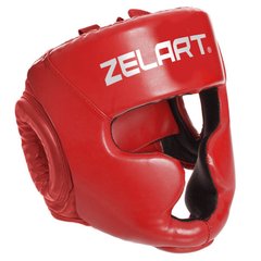 Шлем боксерский с полной защитой красный PU Zelart BO-3954