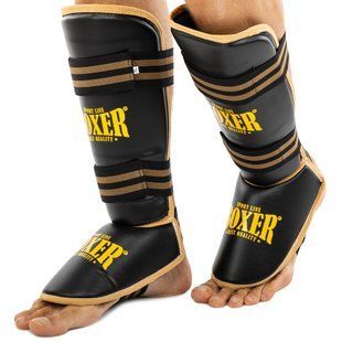 Защита голени и стопы Муай Тай, ММА, Кикбоксинг искусственная кожа BOXER NEW 2004-4-N размер M цвет черный