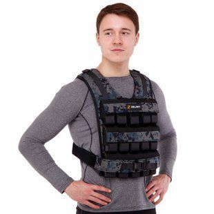 Жилет утяжелитель с регулируемым весом Zelart WEIGTH VEST TA-7817-30 вес-1-30кг камуфляж
