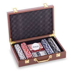 Набор для покера в кейсе из экокожи Poker game set Zelart PK200L 200 фишек