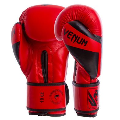 Боксерские перчатки VENUM кожаные красные BO-5238, 10 унций