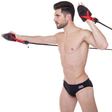 Тренажер для плавання з лопатками для тренування гребка MadWave DRY TRAINING M077103400W опір 5,4-14,1кг чорний-червоний