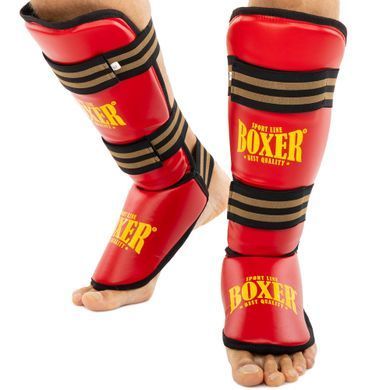 Защита голени и стопы Муай Тай, ММА, Кикбоксинг искусственная кожа BOXER NEW 2004-4-N размер M цвет черный
