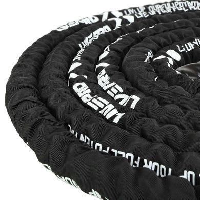 Канат для кросфіту в захисному рукаві BATTLE ROPE LiveUp LP8172-9 9м чорний