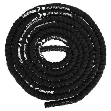 Канат для кросфіту в захисному рукаві BATTLE ROPE LiveUp LP8172-9 9м чорний