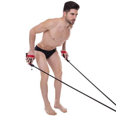 Тренажер для плавання з лопатками для тренування гребка MadWave DRY TRAINING M077103400W опір 5,4-14,1кг чорний-червоний