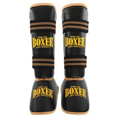 Защита голени и стопы Муай Тай, ММА, Кикбоксинг искусственная кожа BOXER NEW 2004-4-N размер M цвет черный