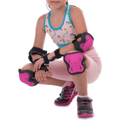 Защита для роликов детская (наколенники, налокотники, перчатки) Record SK-6328BKP, S (3-7лет)