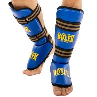 Защита голени и стопы Муай Тай, ММА, Кикбоксинг искусственная кожа BOXER NEW 2004-4-N размер M цвет черный