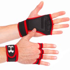 Перчатки атлетические для поднятия веса черно-красные ВС-9992, M