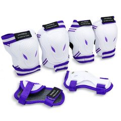 Защита для роликов (наколенники налокотники перчатки) HYPRO SK-6967, Бело-фиолетовый M (8-12 лет)
