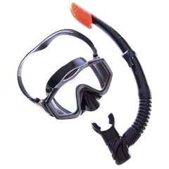 Набор для плавания маска с трубкой Zelart M153-SN124-SIL, Черно-серый