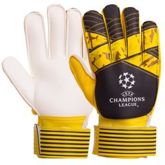 Футбольные перчатки с защитными вставками на пальцы CHAMPIONS LEAGUE желто-черные FB-903, 8