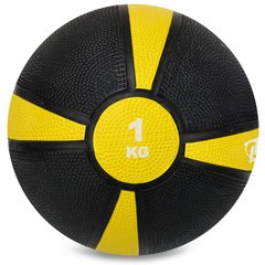 Медбол мяч медицинский Medicine Ball Zelart FI-5122-1 1кг черный-желтый