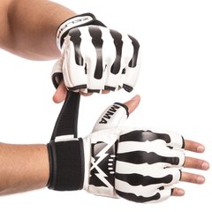 Перчатки для единоборств MMA PU ZELART бело-черные BO-1395, L