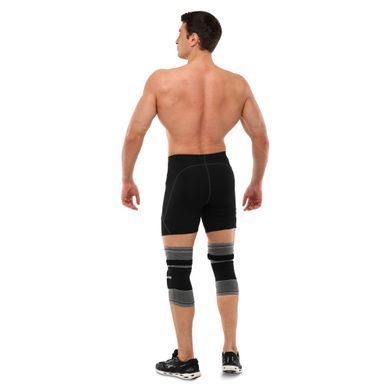 Наколенник бандаж эластичный с фиксирующим ремнем KNEE BRACE EZOUS A-07 размер L цвет серый-черный