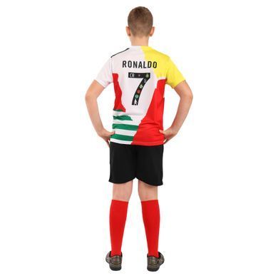 Форма футбольна дитяча RONALDO 7 Zelart CO-7366 розмір 20, зріст 125-130 колір білий-чорний