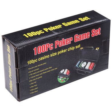 Покерный набор на 100 фишек подарочный в пластиковом кейсе 100S-2A