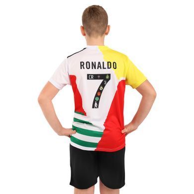 Форма футбольна дитяча RONALDO 7 Zelart CO-7366 розмір 20, зріст 125-130 колір білий-чорний