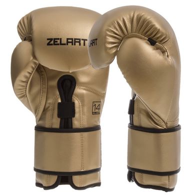 Перчатки боксерские ZELART золотые на липучке PU BO-1391, 12 унций