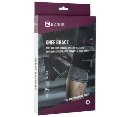 Наколенник бандаж эластичный с фиксирующим ремнем KNEE BRACE EZOUS A-07 размер M цвет серый-черный