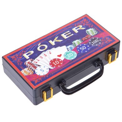 Покер набір на 100 фішок подарунковий у пластиковому кейсі 100S-2A