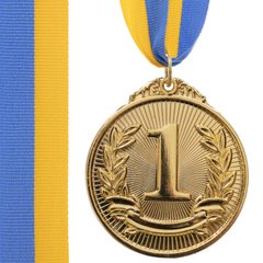 Спортивная медаль с лентой (12 шт) d=50 мм C-4872, 1 место (золото)