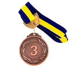 Медаль спортивная наградная с лентой d=60 мм 351, 3 место (бронза)