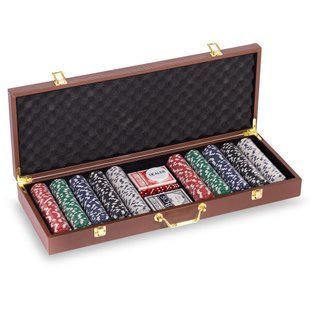Набор для покера в кейсе из экокожи Poker game set Zelart PK500L 500 фишек