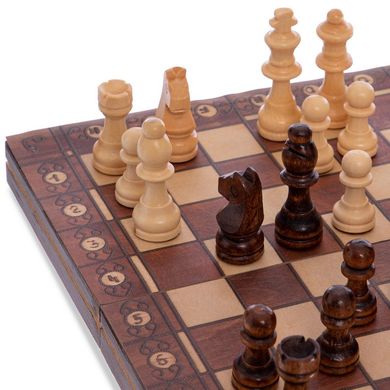 Шахматы, шашки, нарды 3 в 1 деревянные с магнитом (29x29см) W7702H OF