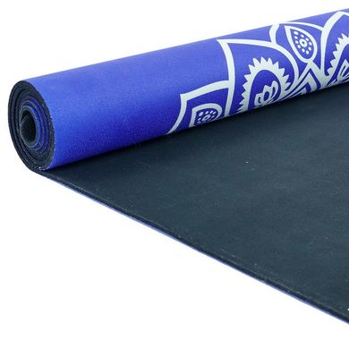 Мат для йоги замшевый каучуковый двухслойный 3мм Record FI-5662-10, Синий