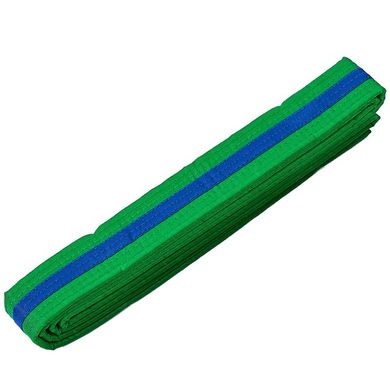 Пояс для кимоно двухцветный зелено-синий SP-Planeta BO-7263, 220 см