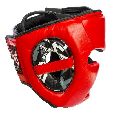 Шлем боксерский закрытый кожаный красный TWINS TW-015