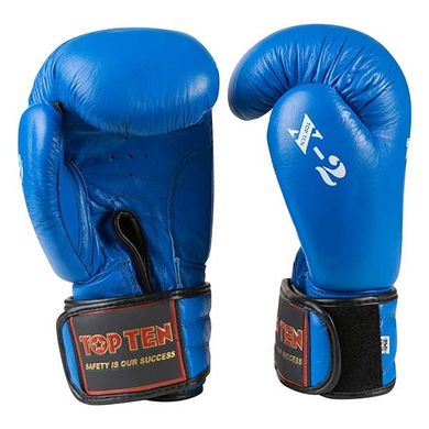 Боксерские перчатки кожа TopTen X-2 синие TT-X2, 10 унций