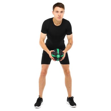 Медбол мяч медицинский Medicine Ball Zelart FI-5122-2 2кг черный-зеленый