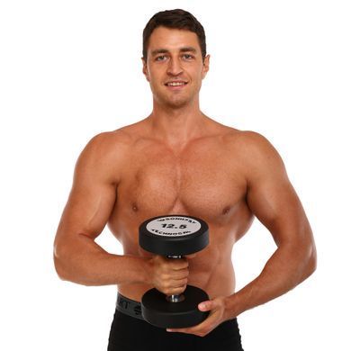 Гантель цельная профессиональная с полиуретановым покрытием TECHNOGYM TG-1834-12_5 1шт 12,5кг черный-серый