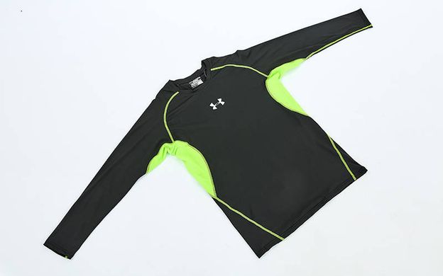 Компрессионная мужская футболка UNDER ARMOUR черно-салатовая K-704, M